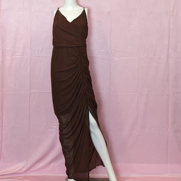 Fashion Nova Brown Moody Mesh Sleeveless Maxi Dress size 3X - Picture 1 of 9